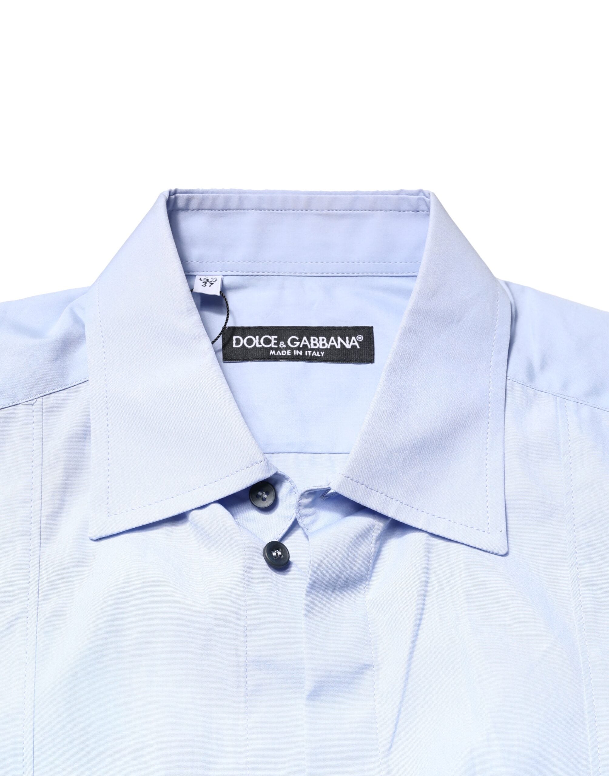 Dolce & Gabbana Hellblaues Baumwollhemd mit langen Ärmeln